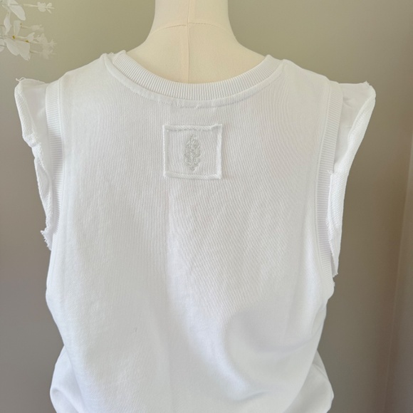 Free People Flutter Sleeve Fleece Tank in White, Sz M - Picture 6 of 8